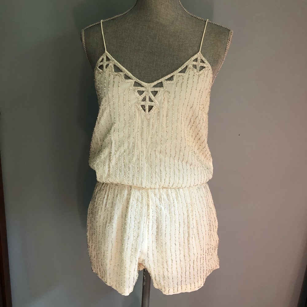 White Beaded Romper